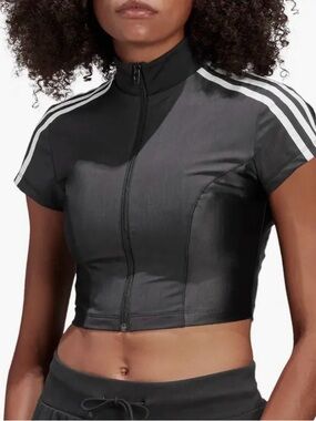 adidas Originals x Paolina Russo Full Zip Crop Top Black Size L